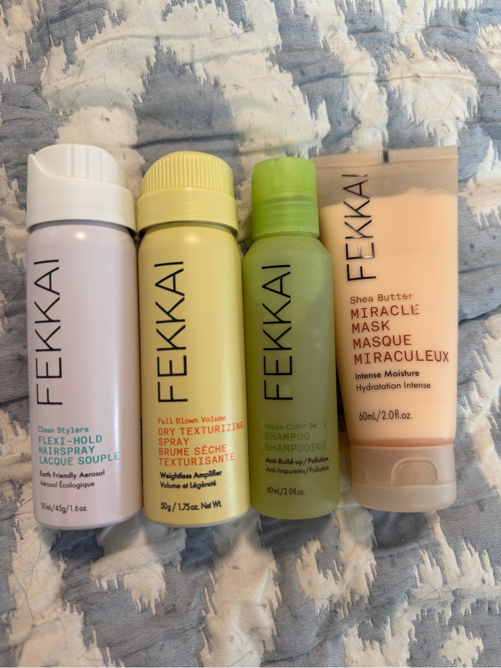 FEKKAI Travel Hair Care Set - Green, Yellow & Peach Bottles